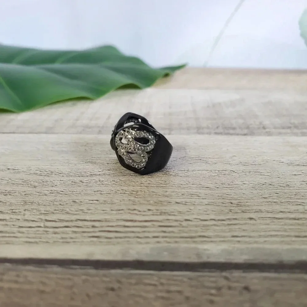 Black Stainless Steel Two-Tone Ring sz 5